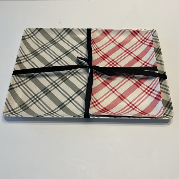 Hearth & Hand 2023 Holiday Collection Plaid Melamine 2 Piece Serving Tray Set - Picture 7 of 14